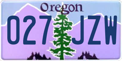 OR license plate 027JZW