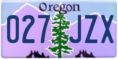OR license plate 027JZX