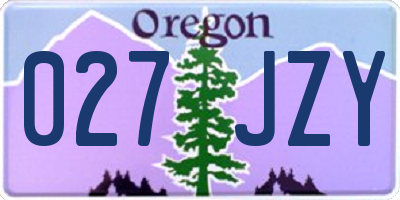 OR license plate 027JZY