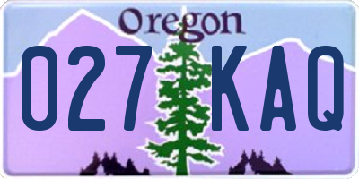 OR license plate 027KAQ