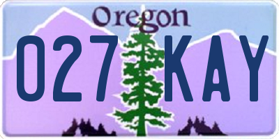 OR license plate 027KAY