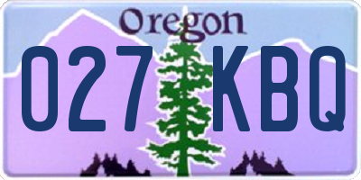 OR license plate 027KBQ