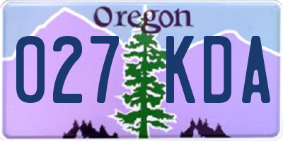 OR license plate 027KDA