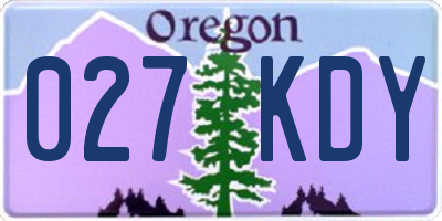 OR license plate 027KDY