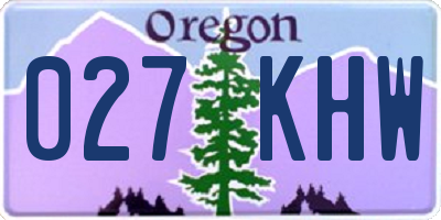 OR license plate 027KHW