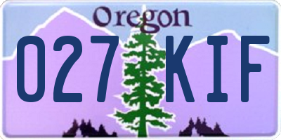 OR license plate 027KIF
