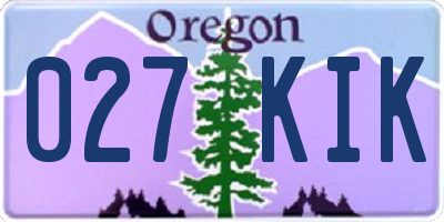 OR license plate 027KIK