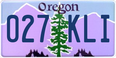 OR license plate 027KLI
