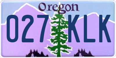 OR license plate 027KLK