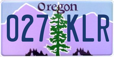 OR license plate 027KLR