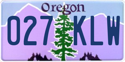 OR license plate 027KLW