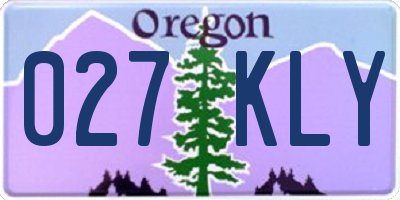 OR license plate 027KLY