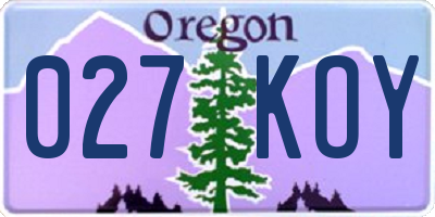 OR license plate 027KOY