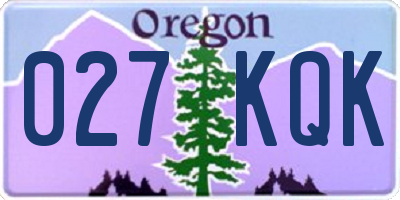 OR license plate 027KQK