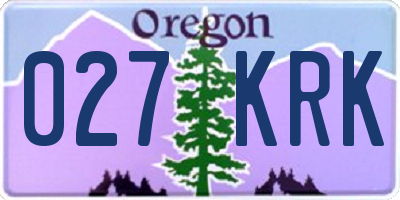 OR license plate 027KRK
