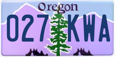 OR license plate 027KWA