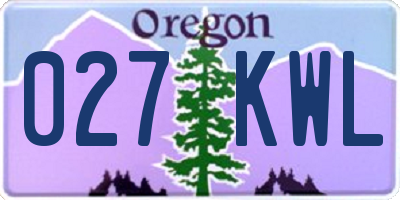 OR license plate 027KWL