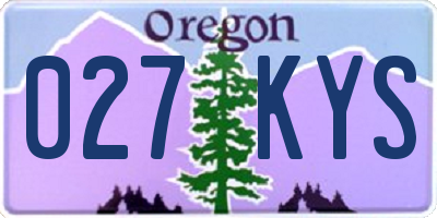 OR license plate 027KYS