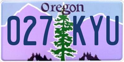 OR license plate 027KYU