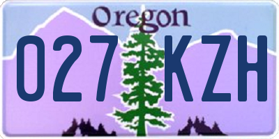 OR license plate 027KZH