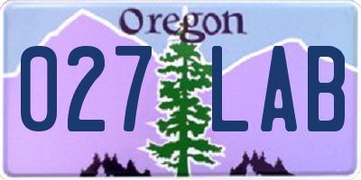OR license plate 027LAB