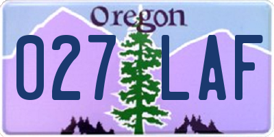 OR license plate 027LAF