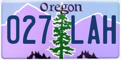 OR license plate 027LAH