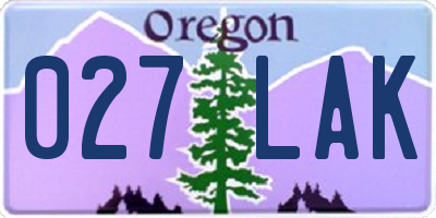 OR license plate 027LAK