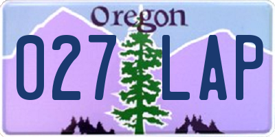 OR license plate 027LAP