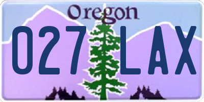 OR license plate 027LAX