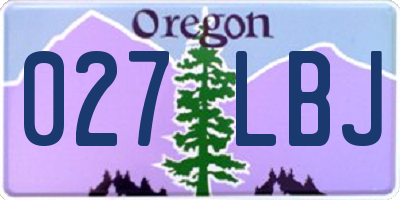OR license plate 027LBJ