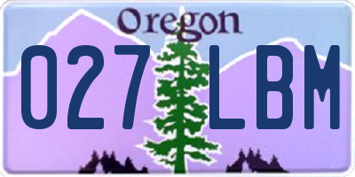 OR license plate 027LBM