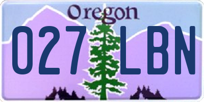 OR license plate 027LBN