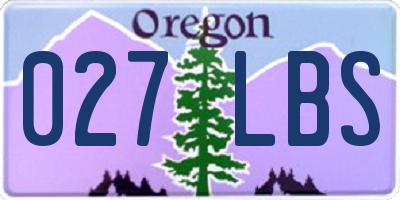 OR license plate 027LBS