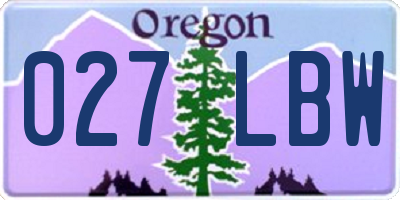 OR license plate 027LBW