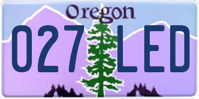 OR license plate 027LED