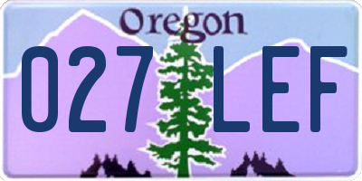 OR license plate 027LEF