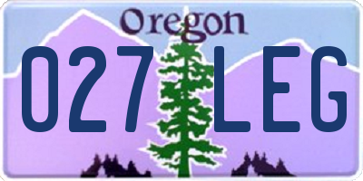 OR license plate 027LEG