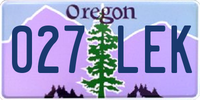 OR license plate 027LEK