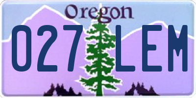 OR license plate 027LEM