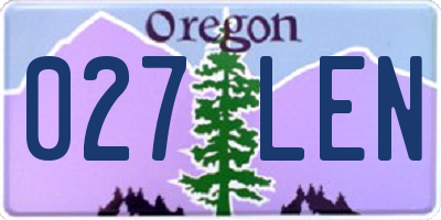 OR license plate 027LEN