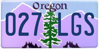 OR license plate 027LGS