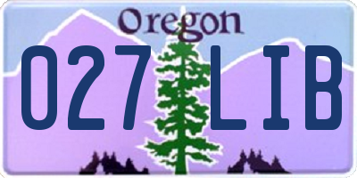OR license plate 027LIB