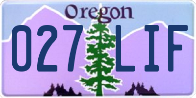 OR license plate 027LIF