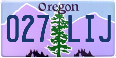 OR license plate 027LIJ