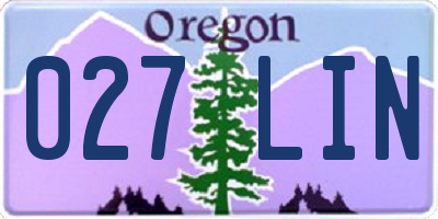 OR license plate 027LIN