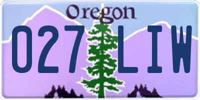 OR license plate 027LIW