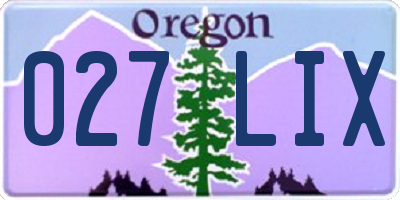 OR license plate 027LIX