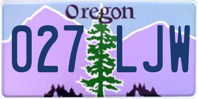 OR license plate 027LJW