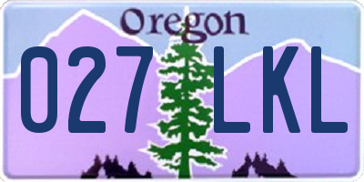 OR license plate 027LKL